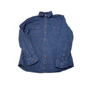 Faherty Brand Mens Blue Heathered Knit Cotton Button Down Shirt Size M RN140476